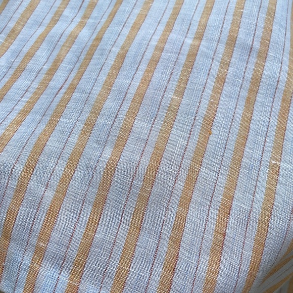 BRIONI ITALY 100% LUXURY LINEN SHIRT Mens Large Blue Stripe Short Sleeve - Picture 13 of 13